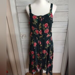 Nikki & Erin Floral Midi Dress, Women's XL, Button Front Sleeveless, Cottagecore